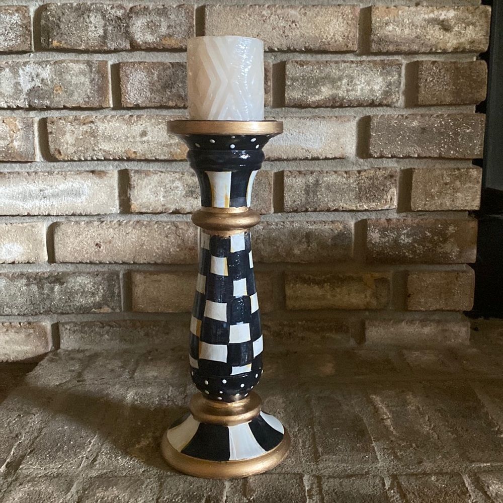 Large 12.5” tall Candle Holder Hand painted